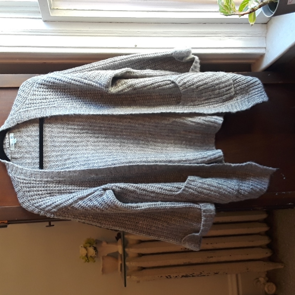 She + Sky one size grey bulky knit oversized cardigan / flared sleeves
